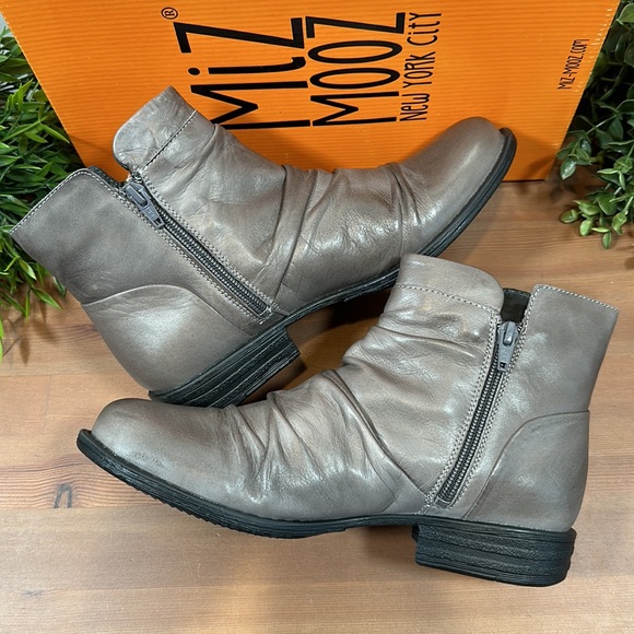 Miz Mooz Shoes - Miz Mooz Lucy Ruched Leather Medium Ankle Boots